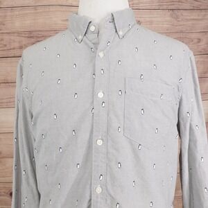 American Eagle Outfitters Shirt Mens XL Gray Penguin Long Sleeve Button Down